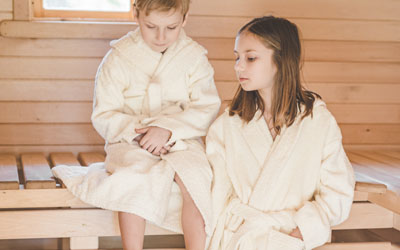 Cotton, comfy bathrobe with a hood for kids