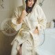 Cotton bathrobe with a hood ,,CREAM"