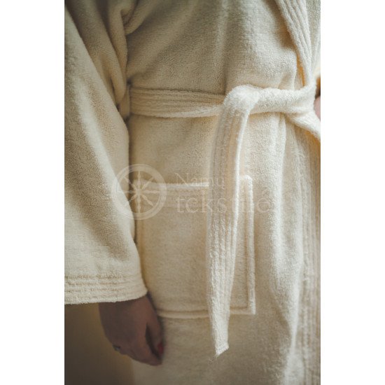 Cotton bathrobe with a hood ,,CREAM"