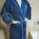 Cotton bathrobe with a hood ,,Dark blue"