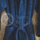 Cotton bathrobe with a hood ,,Dark blue"