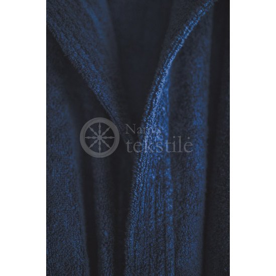 Medvilninis chalatas su gobtuvu ,,Dark blue"