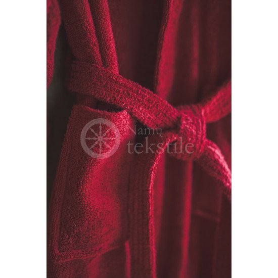 Cotton bathrobe with a hood ,,Burgundy"