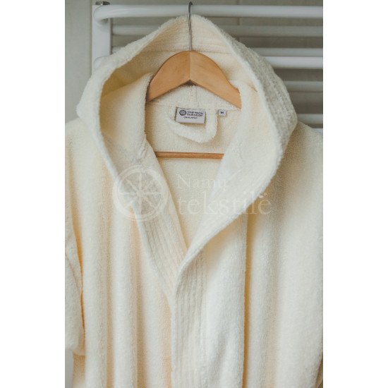 Cotton bathrobe with a hood ,,CREAM"