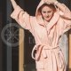 Cotton bathrobe with a hood ,,Peach"