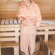 Medvilninis švelnus frotinis chalatas su apykakle persikų spalvos (PEACH)