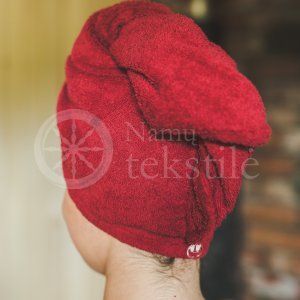 Cotton hair towel ,,Burgundy"