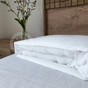 Lininė paklodė su guma WHITE