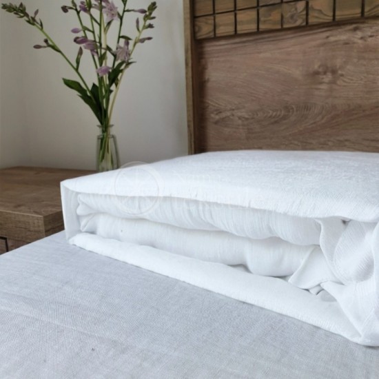 Lininė paklodė su guma WHITE