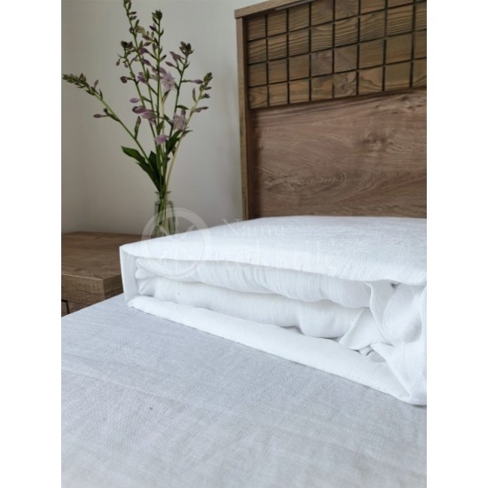 Lininė paklodė su guma WHITE