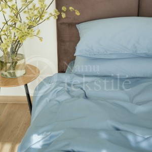 Mako satino patalynės komplektas vienspalvis STONE BLUE