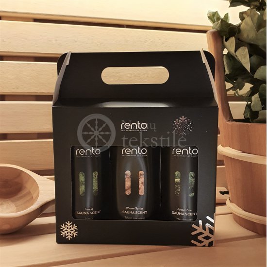 Saunos aromatų rinkinys dėžutėje (Arktinė pušis, Žiemos prieskoniai, Miškas)