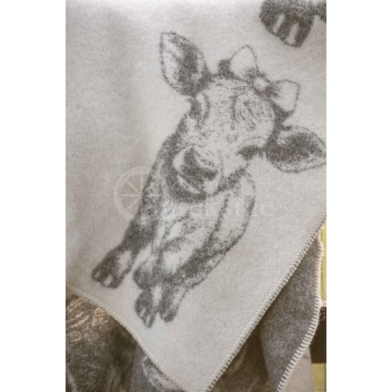 Vilnonis pledas ,,Veršiukai" pilkas 130x200