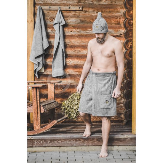 Medvilninė vyriška pirties prijuostė ,,Grey"