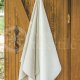 Half-linen waffle white bath towel