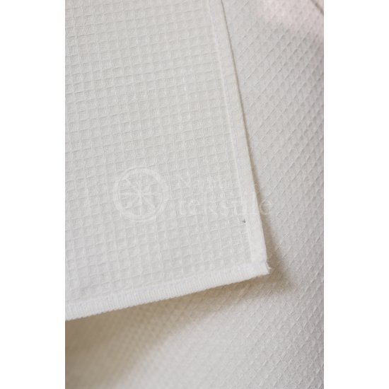 Half-linen waffle white bath towel