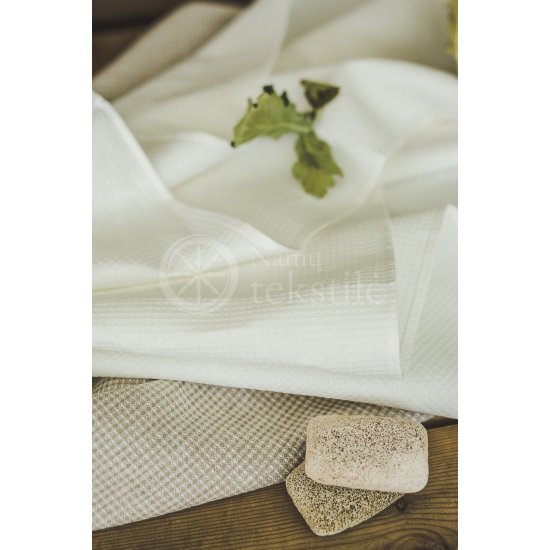 Half-linen waffle white bath towel