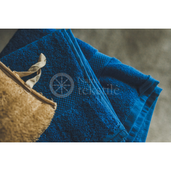 Bamboo fibre terry bath towel dark blue