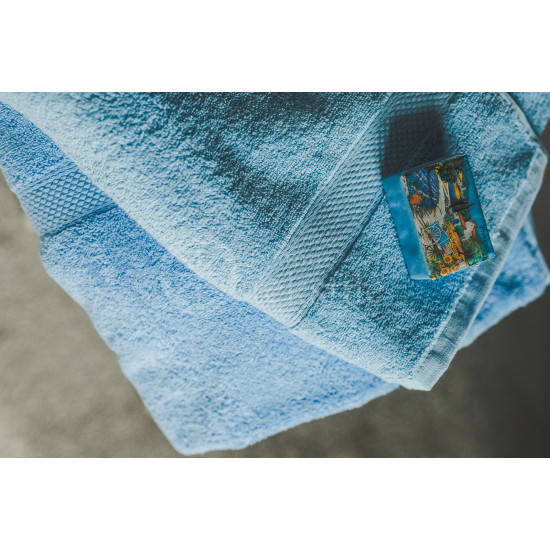 Bamboo fibre terry bath towel blue