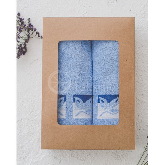 Set of towels with a design in a box SKY BLUE