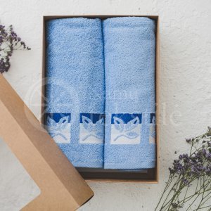 Set of towels with a design in a box SKY BLUE