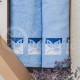 Cotton terry bath towel with leaves "SKY BLUE"