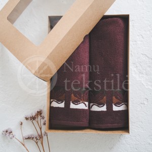 Set of towels with a design in a box CHOCOLATE