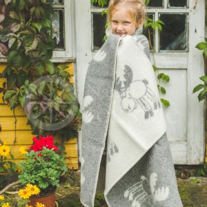 Woollen children's blanket ,,Briedžiukas" grey