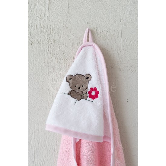 Vaikiškas rankšluostis su gobtuvu 90x90 (rožinis)