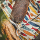 Colourful half-linen bread basket "Žuvys"