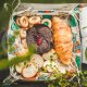 Colourful half-linen bread basket "Katės"