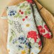 Colourful half-linen oven mitt "Aguonos"