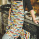 Colourful half-linen kitchen apron "Žuvys"