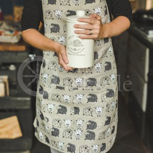 Colourful half-linen kitchen apron "Avelės"