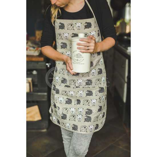 Colourful half-linen kitchen apron "Avelės"