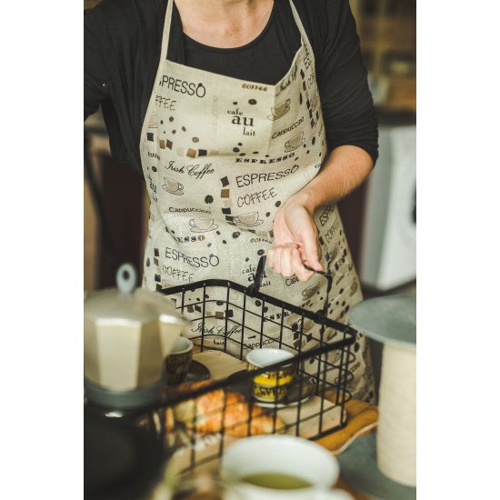 Colourful half-linen kitchen apron "Kava"