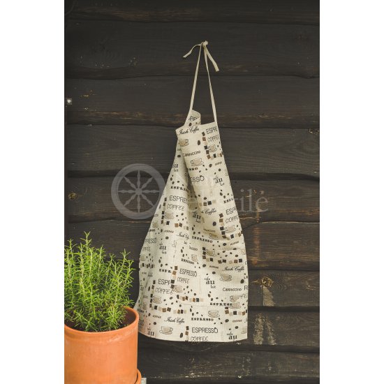 Colourful half-linen kitchen apron "Kava"